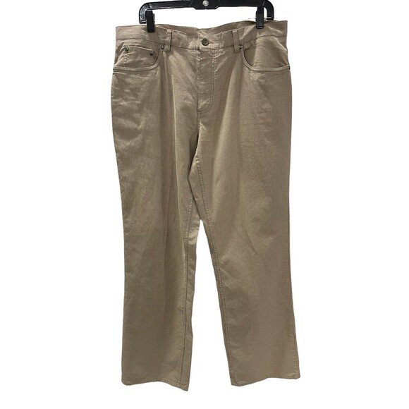 Perry Ellis Khaki Men’s‎ Pinstriped Classic Cotton Pants 34/30 - Picture 1 of 7